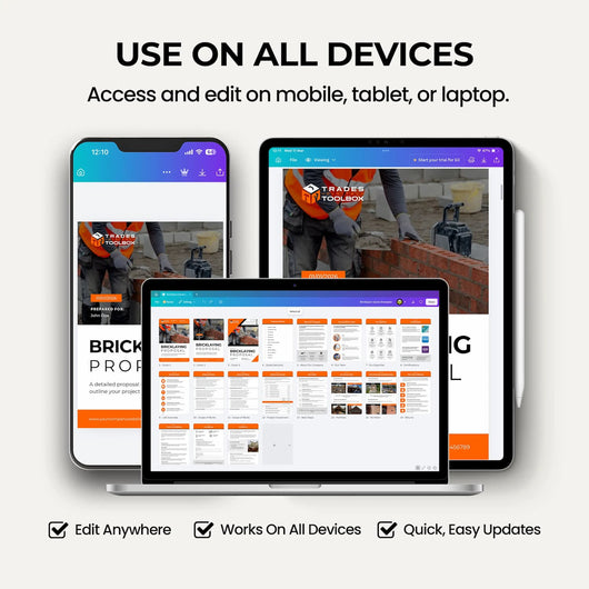 Bricklayer Quote Template editable in Canva for bricklaying businesses and contractors.