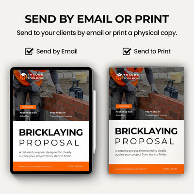 Professional Bricklayer Quote Template example showing pricing, scope of work and project details.