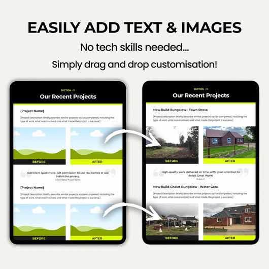 Building Quote Template editable in Canva for construction businesses and contractors.