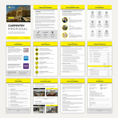 Carpentry Cost Estimate Template for tracking labour, materials and carpentry project costs.