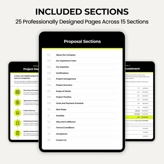 Construction Quote Template example showing professional pricing and project details.