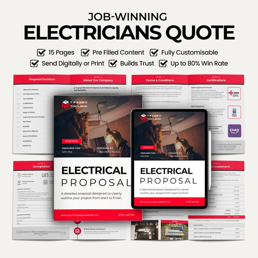 Electrical Quote Template for electricians and electrical contractors to create professional estimates, bids and proposals.