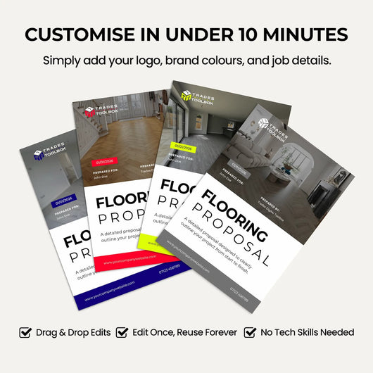 Floor Installation Estimate Template for calculating labour, materials and flooring project costs.