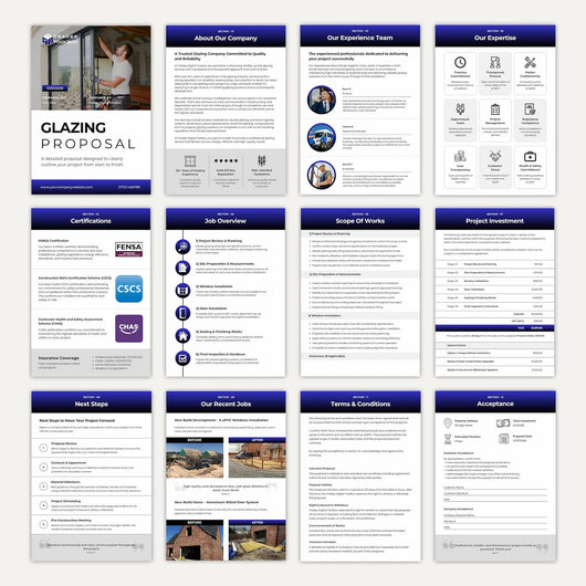 Glazing Estimate Template for calculating labour, materials and window installation costs.