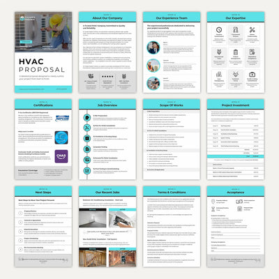 Professional HVAC Quote Template example showing pricing, scope of work and project details.