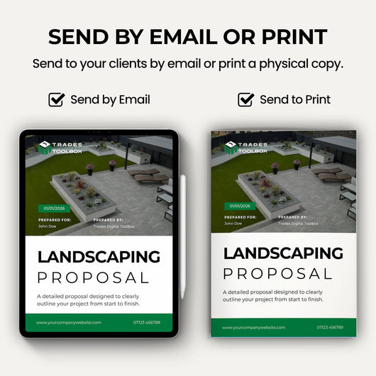Landscape Estimate Template for calculating labour, materials and landscaping project costs.