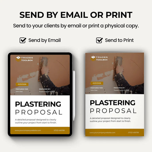Plasterer Estimate Template for calculating labour, materials and plastering project costs.