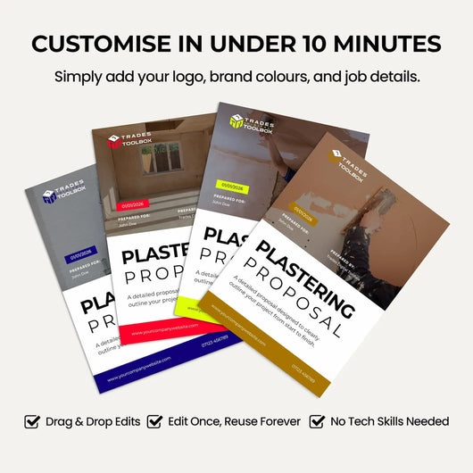 Plastering Cost Estimate Template for tracking labour, materials and plastering project costs.