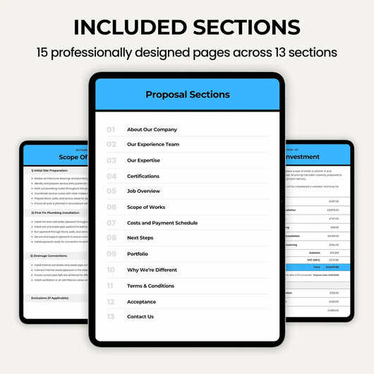 Plumbing Bid Template designed for plumbing contractors submitting professional project bids.