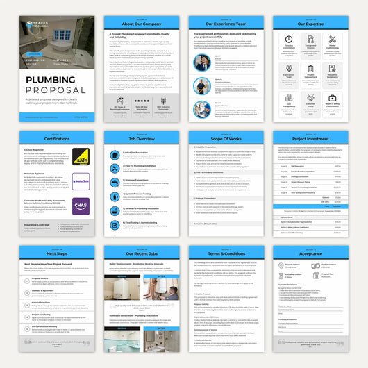 Professional Plumbing Quote Template example showing pricing, scope of work and project details.