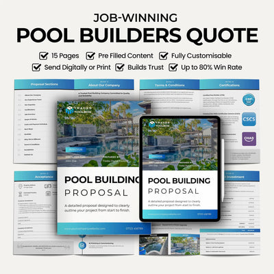 Pool Builder Quote Template for pool builders and pool contractors to create professional estimates, bids and proposals.