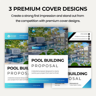 Professional Pool Builder Quote Template example showing pricing, scope of work and project details.