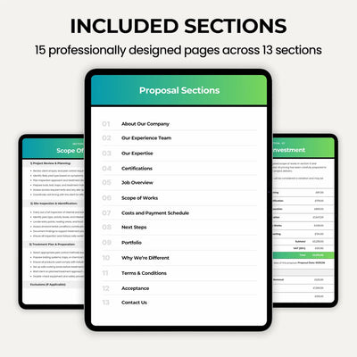 Professional Pest Control Estimate Template for creating detailed pest control quotes, bids and proposals.