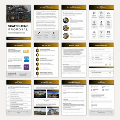 Professional Scaffolding Quote Template example showing pricing, scope of work and project details.
