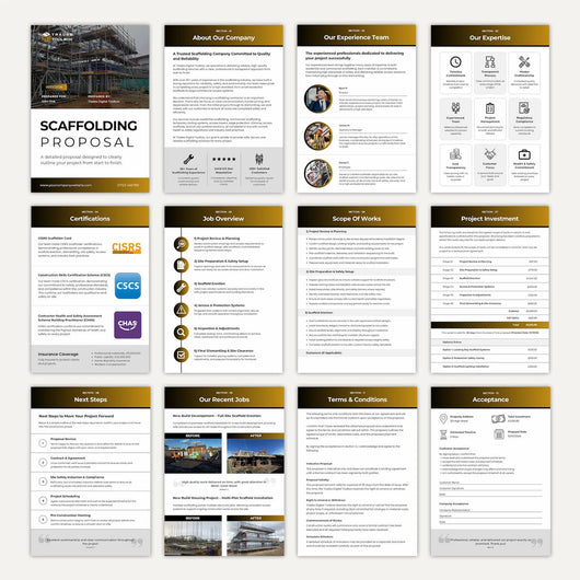 Professional Scaffolding Quote Template example showing pricing, scope of work and project details.