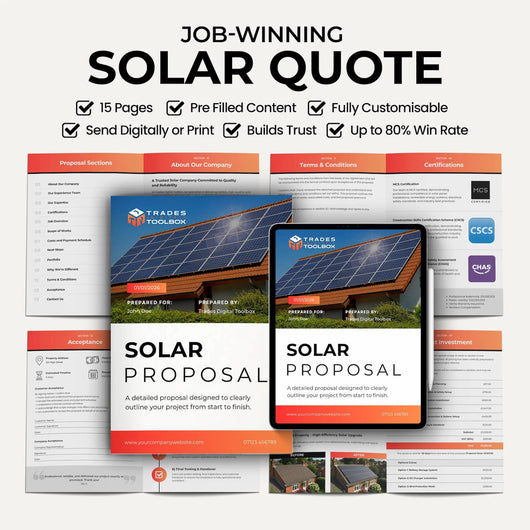 Solar Quote Template for solar companies and solar contractors to create professional estimates, bids and proposals.