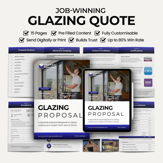 Window Quote Template for window fitters and glazing companies to create professional estimates, bids and proposals.